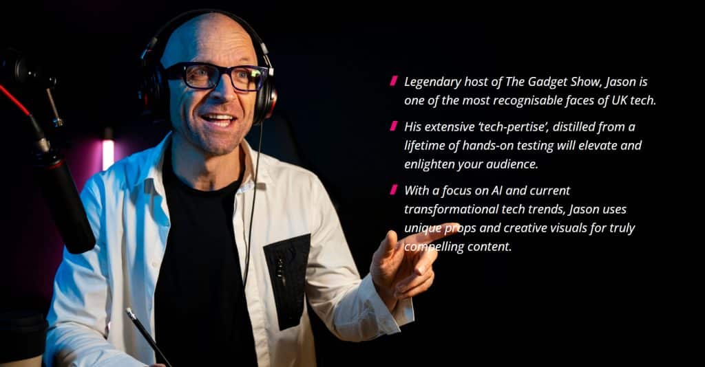 Jason Bradbury tech expert speaker Gadget Show TV presenter tech speaker book at agent Great British Speakers