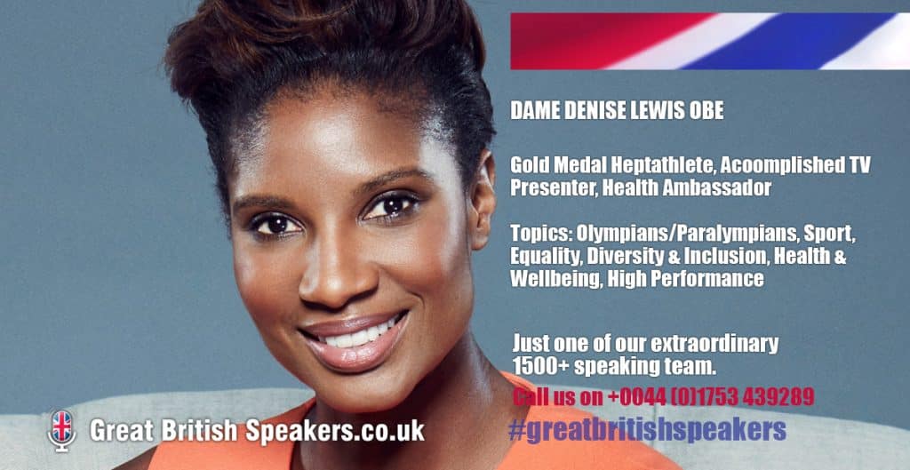 Dame Denise Lewis OBE hire Gold Medal Heptathlete speaker book at agent Great British Speakers