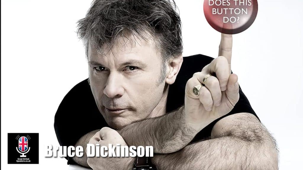 Bruce Dickinson hire English singer speaker book at agent Great British Speakers...