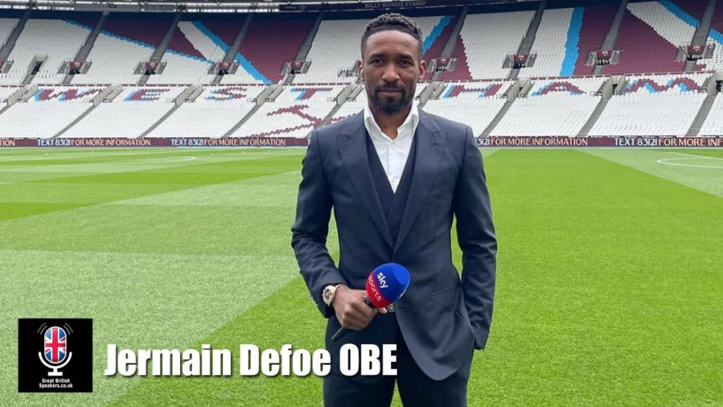 Jermain Defoe OBE hire English football coach speaker book at agent Great British Speakers