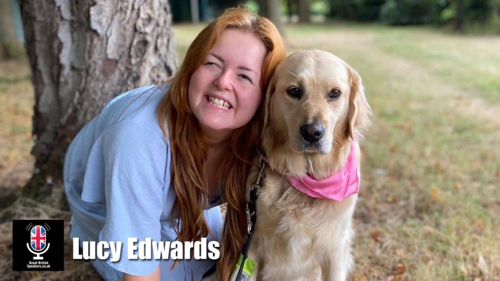 Lucy Edwards hire Blind Broadcaster Content Creator Disability Activist speaker book at agent Great British Speakers