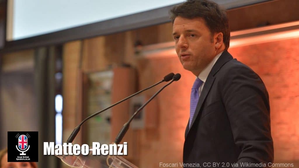 Matteo Renzi - Environmental sustainability climate change global economy politician speaker book at agent Great British Speakers