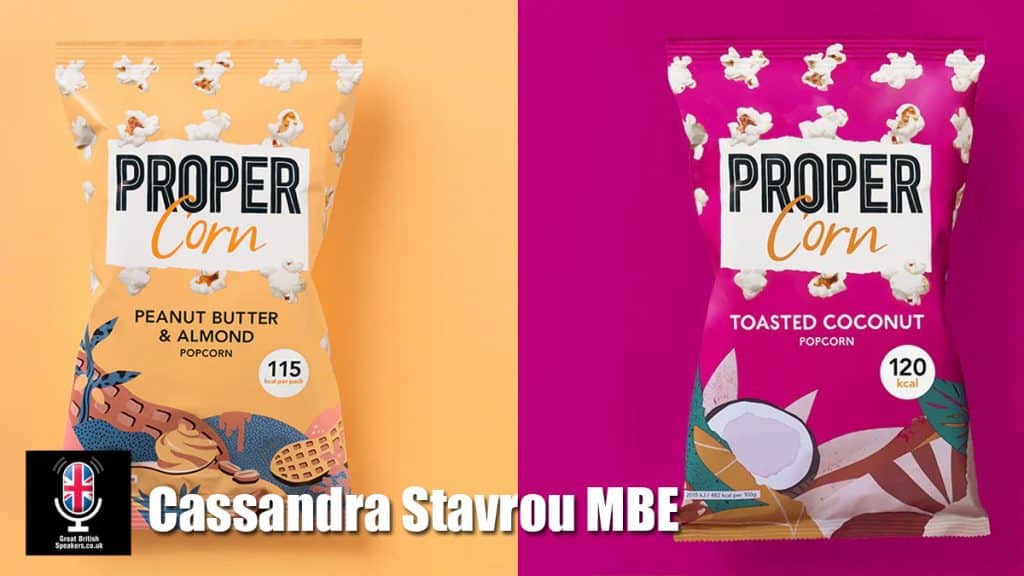 Cassandra Stavrou MBE hire Founder of Proper Snacks speaker book at agent Great British Speakers