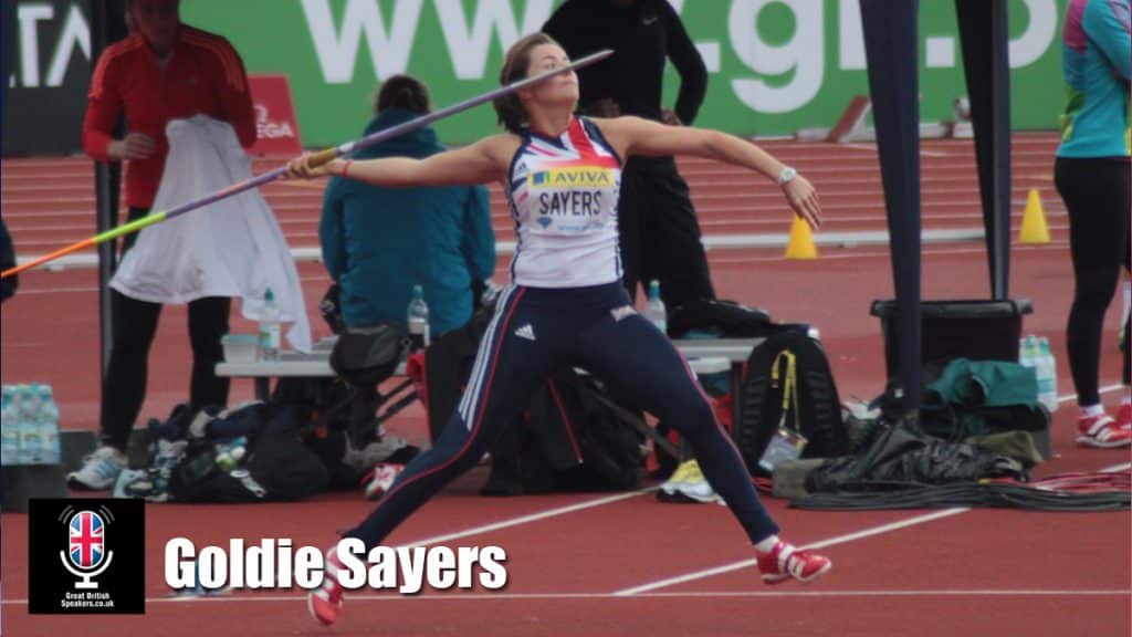 Goldie Sayers hire British former Javelin thrower speaker book at agent Great British Speakers..