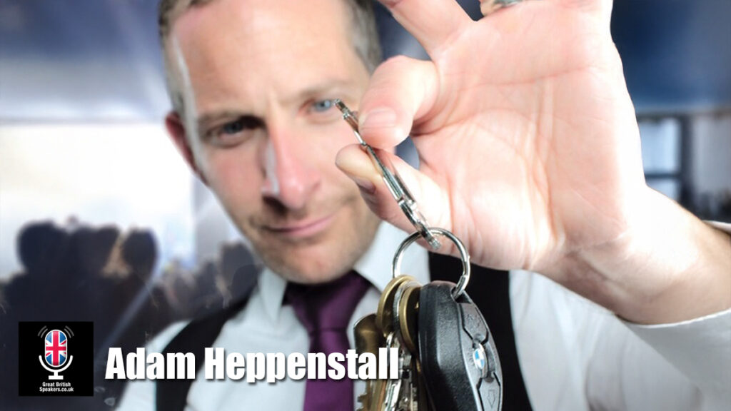 Adam Heppenstall hire Close up stage magician events host book at official agent Great British Speakers