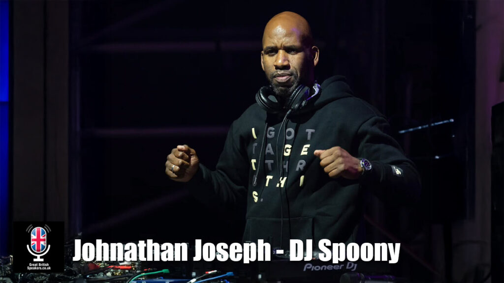 Johnathan Joseph - DJ Spoony hire radio presenter sport music broadcaster host book at official agent Great British Speakers