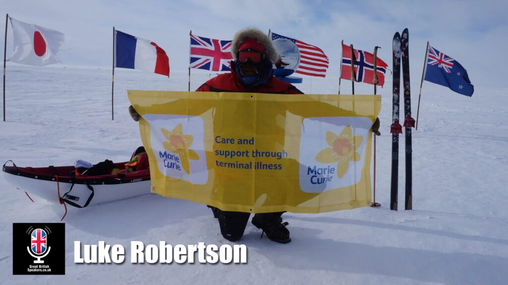 Luke Robertson hire Polar adventurer Scottish endurance athlete sustainability speaker book at official agent Great British Speakers