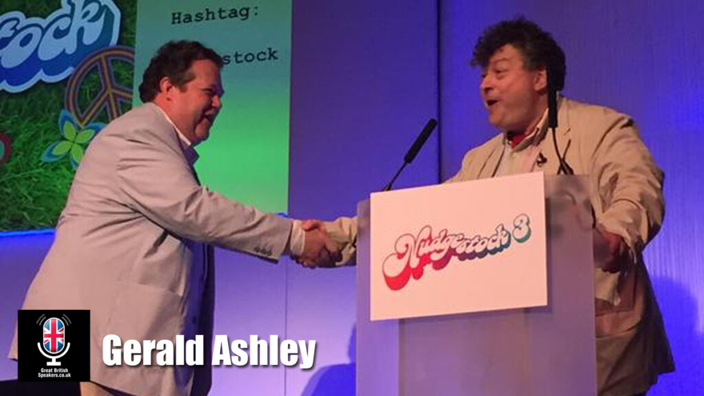 Gerald Ashley hire broadcaster speaker book at agent Great British Speakers