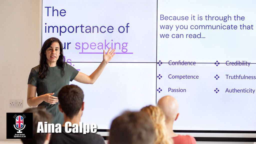 Aina Calpe hire voice over artist speaker book at agent Great British Speakers..