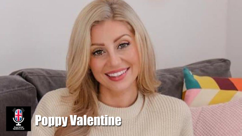 Poppy Valentine hire presenter speaker book at agent Great British Speakers.