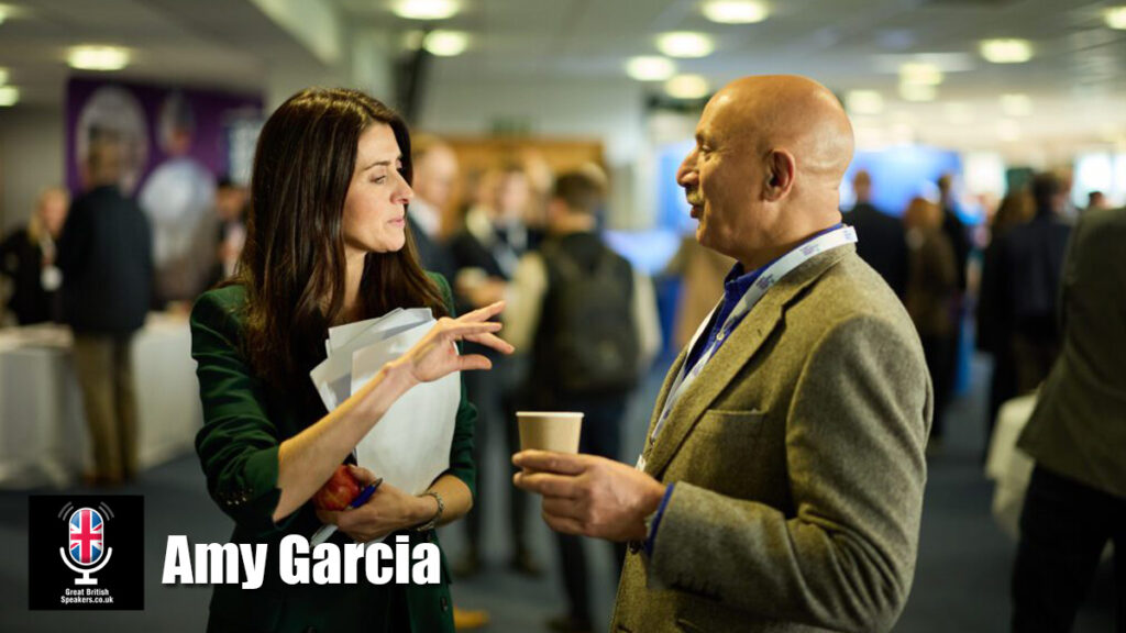 Amy Garcia hire presenter speaker book at agent Great British Speakers