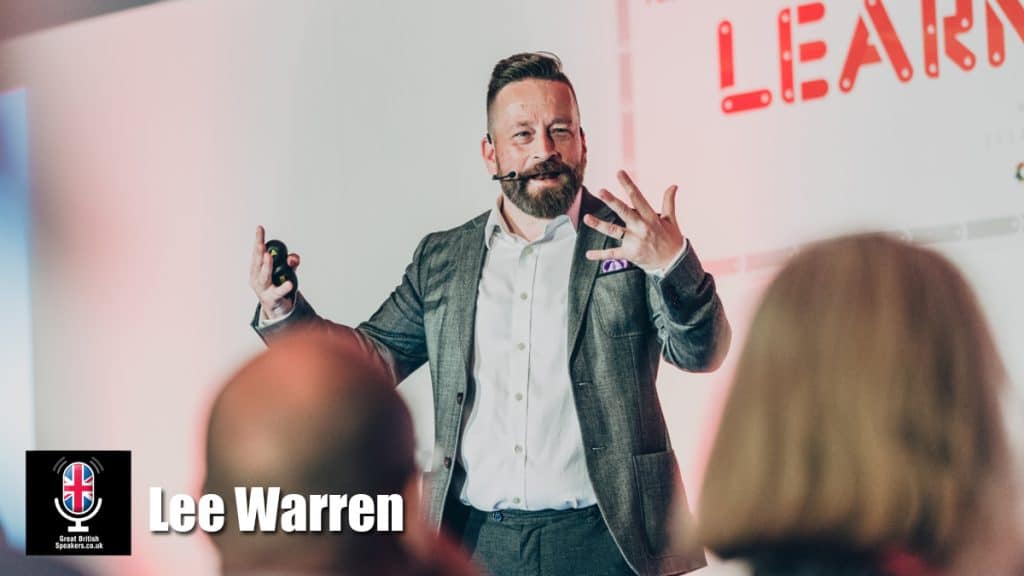 Lee Warren hire professional business speaker book at agent Great British Speakers 2 1024x576 1