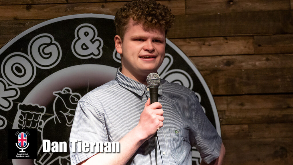 Dan Tiernan hire comedian speaker book at agent Great British Speakers