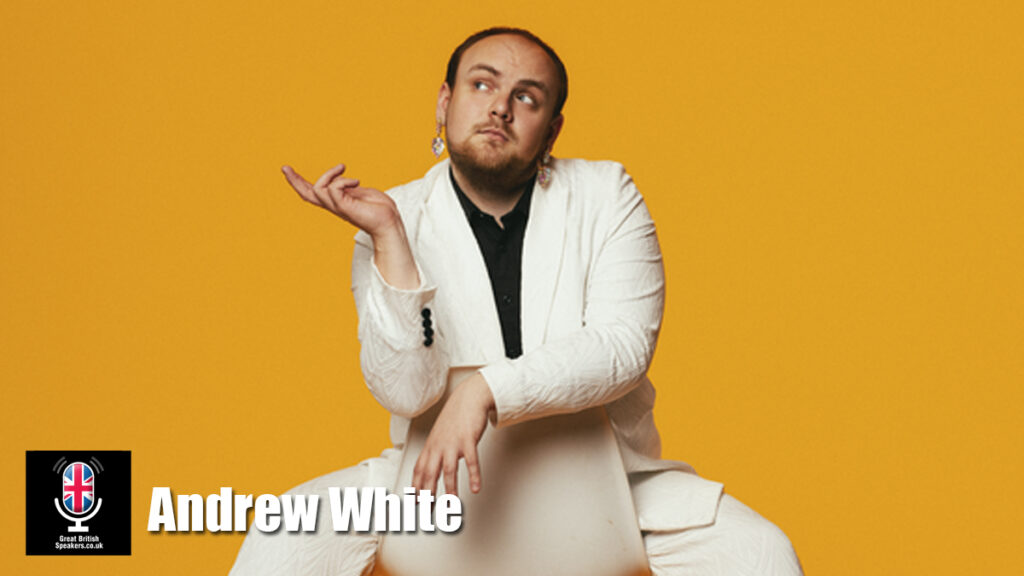 Andrew White hire comedian speaker book at agent Great British Speakers