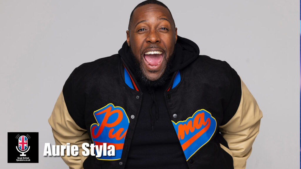 Aurie Styla hire comedian speaker book at agent Great British Speakers