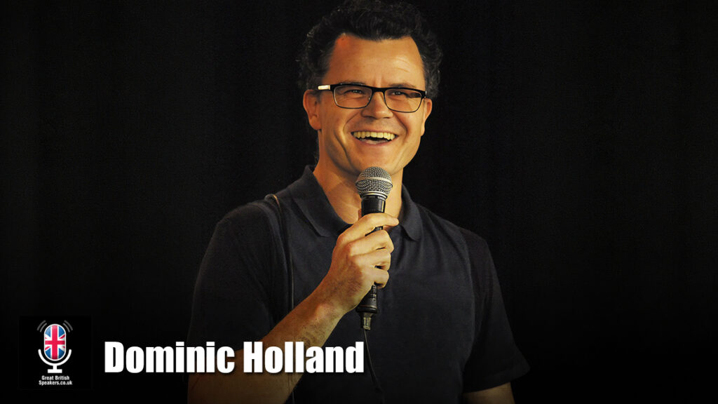 Dominic Holland hire comedian speaker book at agent Great British Speakers