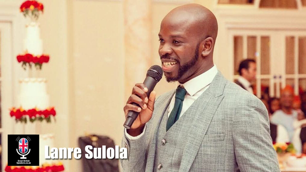Lanre Sulola hire keynote speaker book at agent Great British Speakers