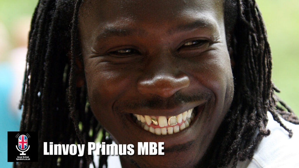 Linvoy Primus MBE hire footballer speaker book at agent Great British Speakers