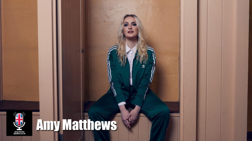 Amy Matthew hire comedian speaker book at agent Great British Speakers