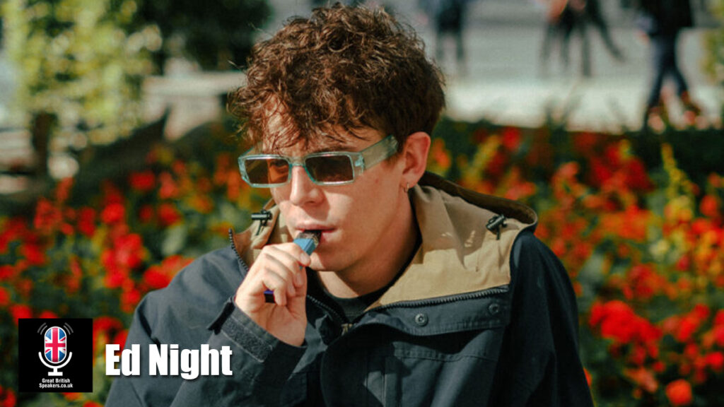 Ed Night hire comedian speaker book at agent Great British Speakers