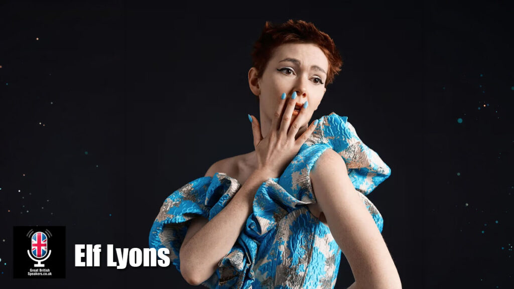 Elf Lyons hire comedian speaker book at agent Great British Speakers