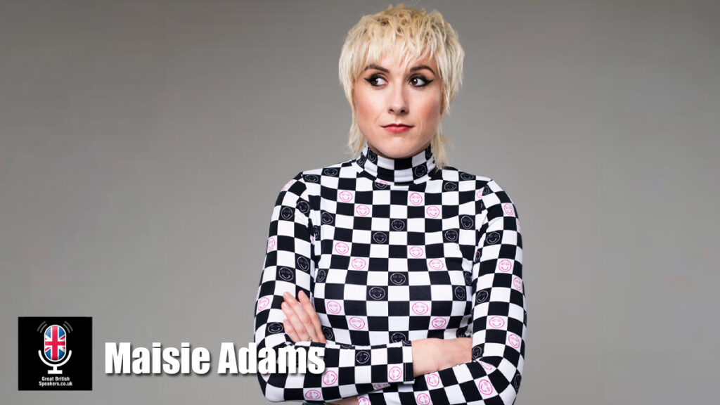 Maisie Adams hire comedian speaker book at agent Great British Speakers