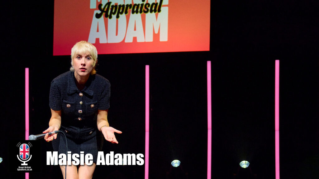 Maisie Adams hire comedian speaker book at agent Great British Speakers